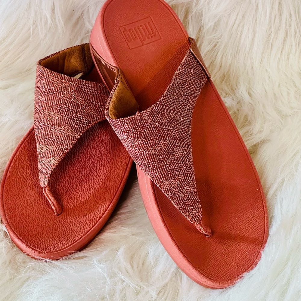 EUC Fitflop‎ Rust-Colored Sandals with Textured X-Strap Size 8
